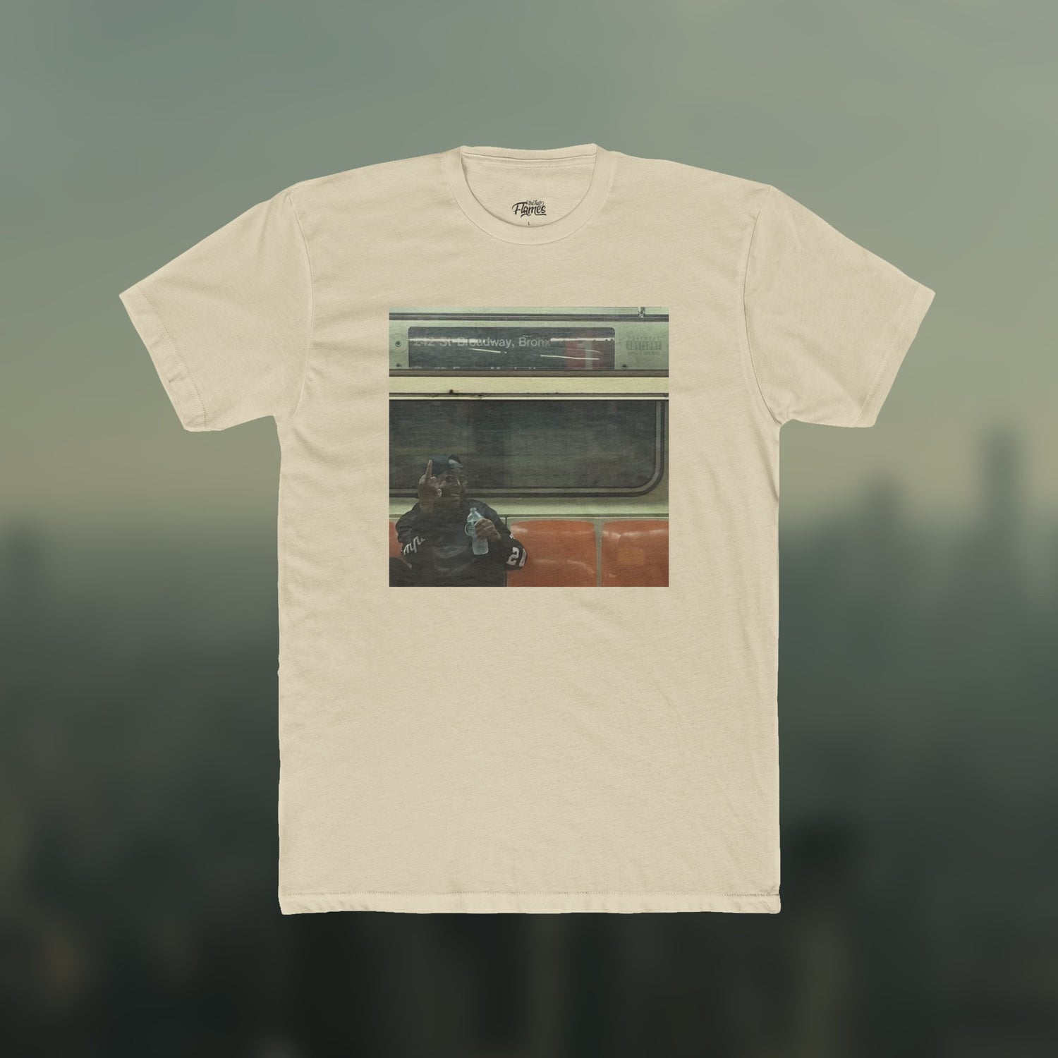Natural beige color shirt with album cover art
